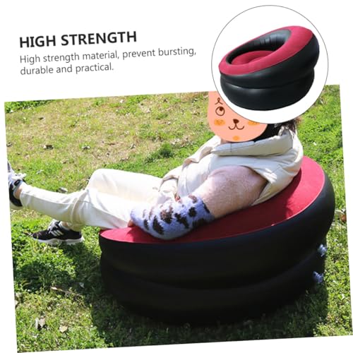 Taburete inflable de PVC rojo para exteriores y terraza con diseño plegable 6