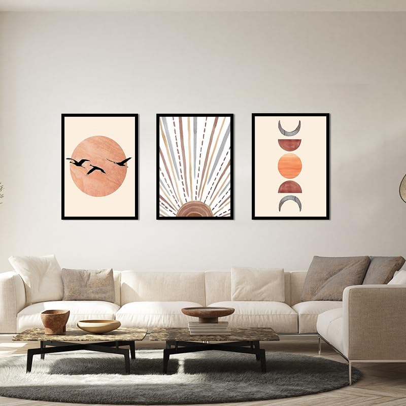 Decorazioni Parete Boho In Legno - Set 3 Pezzi Geometrici Per Camera Da Letto E Soggiorno - Foto 9