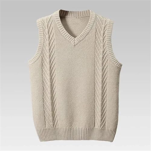 Men’S V-Neck Sweater Vest Solid Color Knitted Sleeveless Pullover Casual Loose Fit Waistcoat3