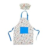 El paquete incluye: 1 delantal de tela con diseño de animales de la selva con bolsillo grande y 1 sombrero de chef.