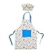 JZK Juego de delantal ajustable para niños y chef, bonito delantal de cocina para niños con bolsillo para niños y niñas para la escuela, cocina, hornear, pintura, delantales de jardinería