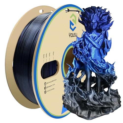 Image of YOUSU PLA Filament 1.75mm, 3D Printer Filament Silk Black Blue Color Changing Filament 3D Printing Gradient Filament 1.75 + /-0.02mm, 1kg.