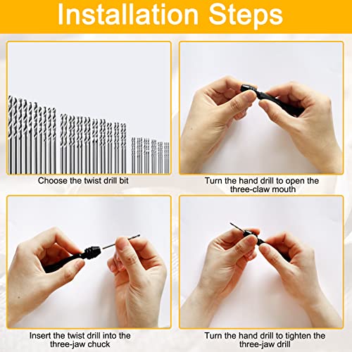 102 Pcs Micro Drill Bits Set with 40Pcs Eye Pins, KMOTASUO Mini Twist Pin Vise Hand Drill Bits Set, Precision Hand Pin Vise Rotary Tools for Craft Carving Resin Model Jewelry Making