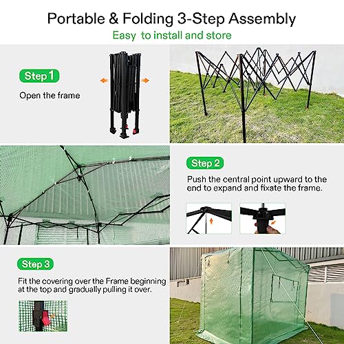 Vivosun 8'X6' Portable Walk-In Greenhouse With Pe Cover, Instant Pop-Up And Walk-In Folding, Roll-Up Zipper Entry Doors And 2-Side Viewing Windows, Easy Setup For Plants Outdoor #TOP1