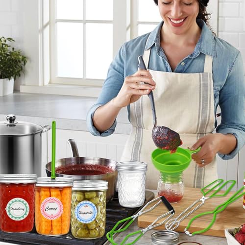 Canning Pot Water Bath Canner with Rack and Mason Jars, 20 Quart Stainless Steel Stock Pots, Canning Supplies Starter Kit Beginners Tools Set, Jar Lifter Tongs and Pickling Kit Accessories - Image 5