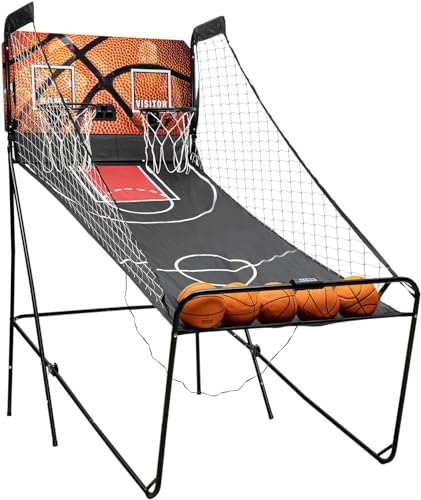 CParts Foldable Basketball Arcade Game Foldable Indoor/Outdoor Basketball Game Arcade for Adults and Kids - LED Scoreboard Dual Shot Electronic Hoops - 2 Player Hoop Shooting for Home, Game Rooms