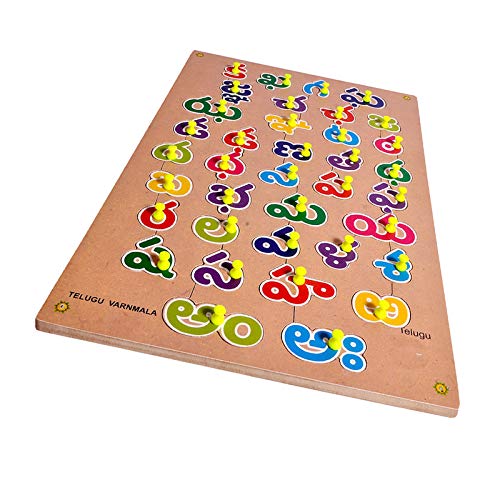 Agreeable Pinewood Wooden Puzzle Telugu Varnmala Learning Educational