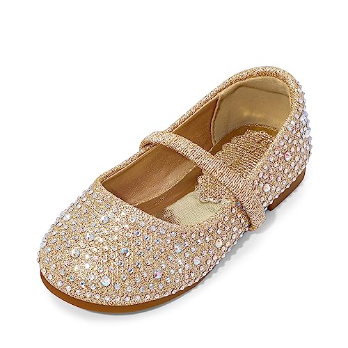 DREAM PAIRS Toddler Girls Dress Shoes Mary Jane Ballet Flats, Flower Girl Shoes with Rhinestone, Slip-on Toddler Mary Jane Flats