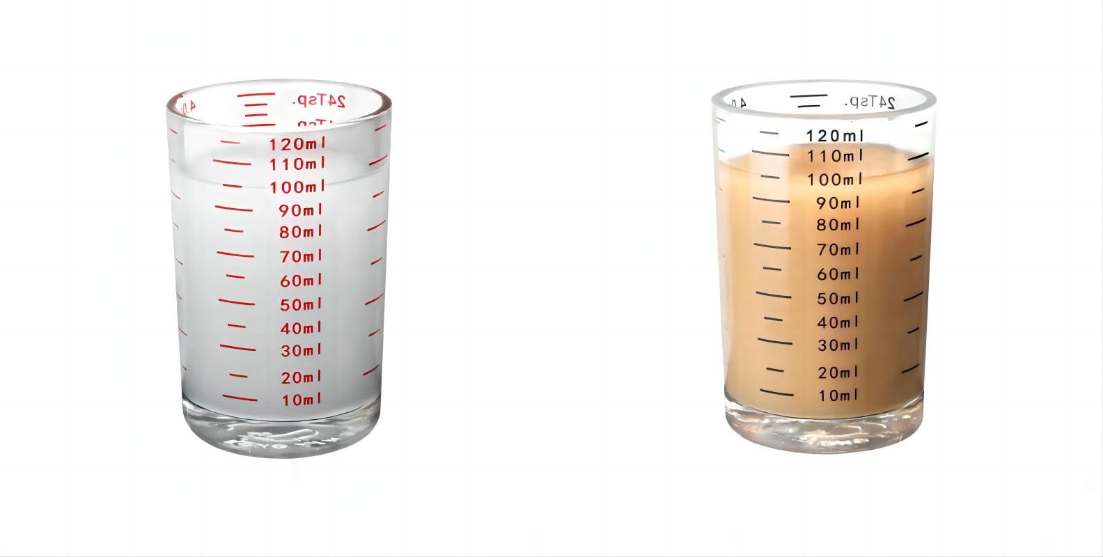 Set De 2 Vasos De Chupito Medidores 120ml – Vidrio De Borosilicato Con Escala Para Café, Cóctel Y Repostería (Negro Y Rojo)
