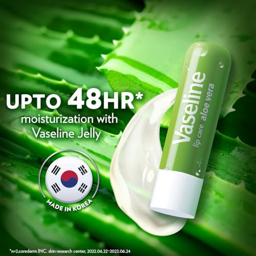 Image of Vaseline Lip Care | Aloe Vera Lip Balm Stick | Up to 48Hr moisturization | with aloe extract & petroleum jelly | made in South Korea | 4.8g
