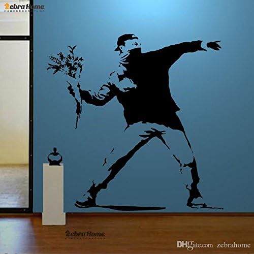Amazon 1 バンクシー花を投げる人クールマスクマンウォール ステッカーの装飾壁画壁紙 アートポスター再生室のベッドルームは家の装飾の部分 インテリア オンライン通販