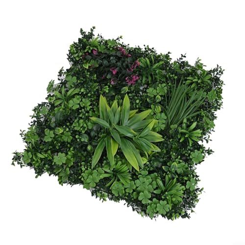 Paneles de pared de flores artificiales de 50 x 50 cm, resistentes a los rayos UV, seto falso, pantalla de privacidad para interiores y exteriores, telón de fondo de follaje realista, seguro para