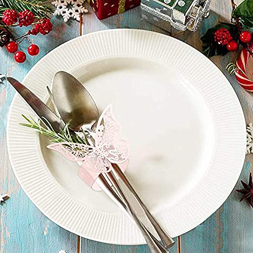 ihreesy 50 portatovaglioli a forma di farfalla, 3D, con farfalla, in carta, con fibbia, per matrimoni, decorazione da tavolo, colore verde riflettente