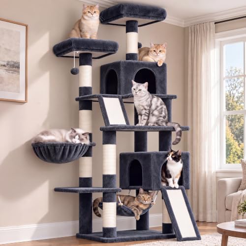 Gitelsnour Cat Tree, 71'' Tower for Large Cat with Scratching Pos...