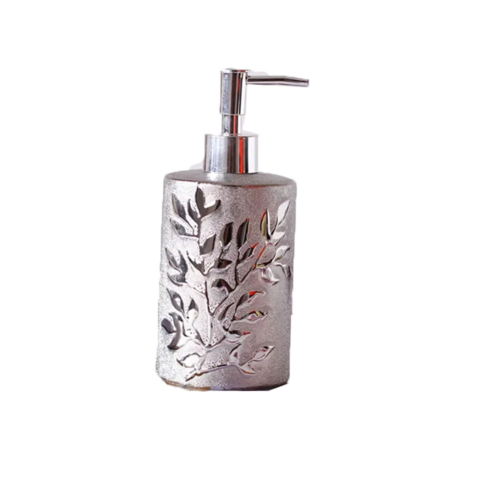 Silver Ceramic Soap Dispenser 14.5oz Manual Countertop, Wide Mouth Design, for Bathroom Kitchen