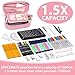 SPACEMATE Pencil Case Pouch Box Bag School Supplies Girls Boys Kids, Cute Preppy Stuff Large Big Capacity Aesthetic Pen Organizer, Back to College Stationary, Rosy Pink, Heavy Duty Canvas, 1800ml
