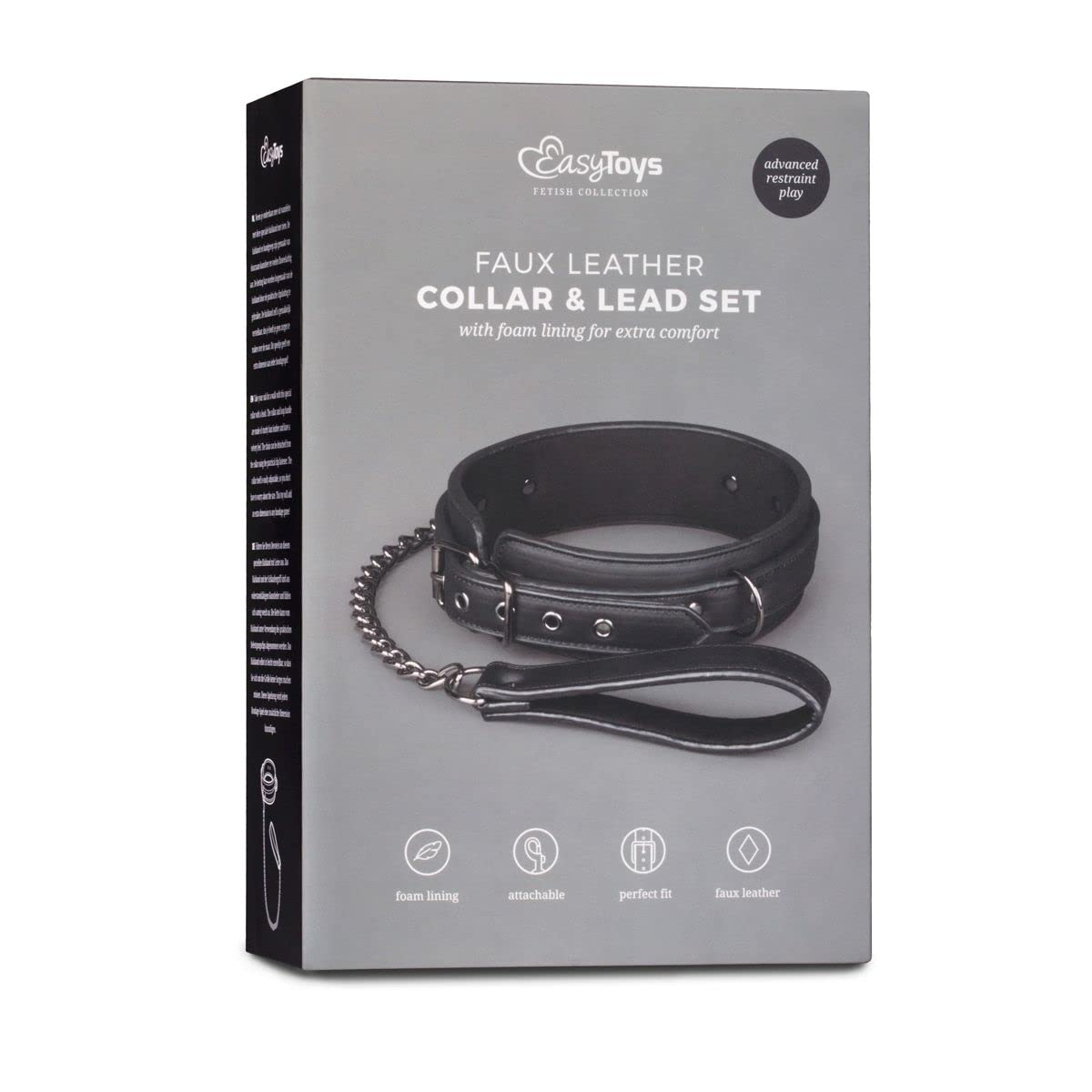 EasyToys Fetish Collection - Cuello SM para bondaje - Hecho de cuero sintético fuerte - 50 Sombras de grey juguetes eroticos