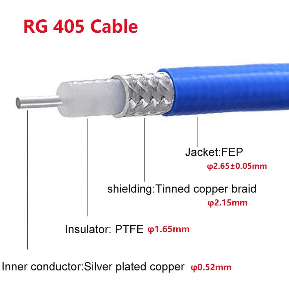 LIHUA - Cavo coassiale R/F RG405 maschio a 90 gradi a cavo di prolunga per router con coda di cavallo maschio, adattatore coassiale R/F (10 cm)