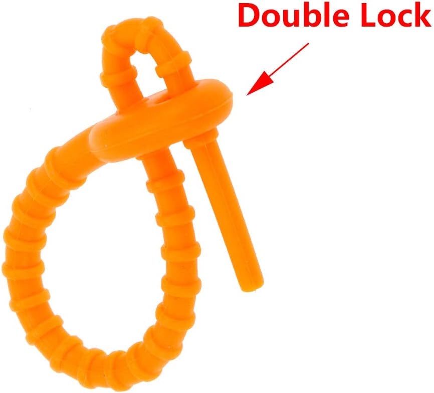 Yohii Cable Zip Ties Multi Purpose Silicone Zip Ties Double Lock Twist Ties Orange - 20pcs- (G7.23)