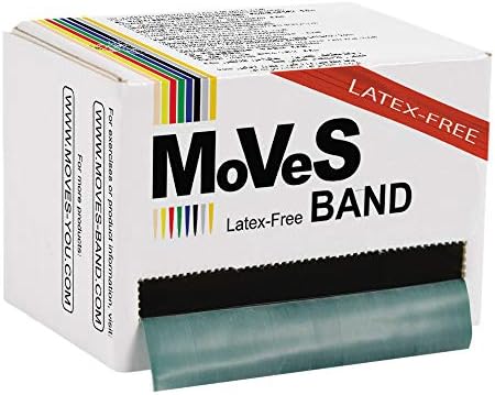 MoVeS LATEX-FREE Exercise Resistance Bands - Physio, Pilates, Yoga - Free Exercise Guide (Green - Heavy, 5.5)