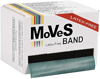 MoVeS LATEX-FREE Exercise Resistance Bands - Physio, Pilates, Yoga - Free Exercise Guide (Green - Heavy, 5.5)