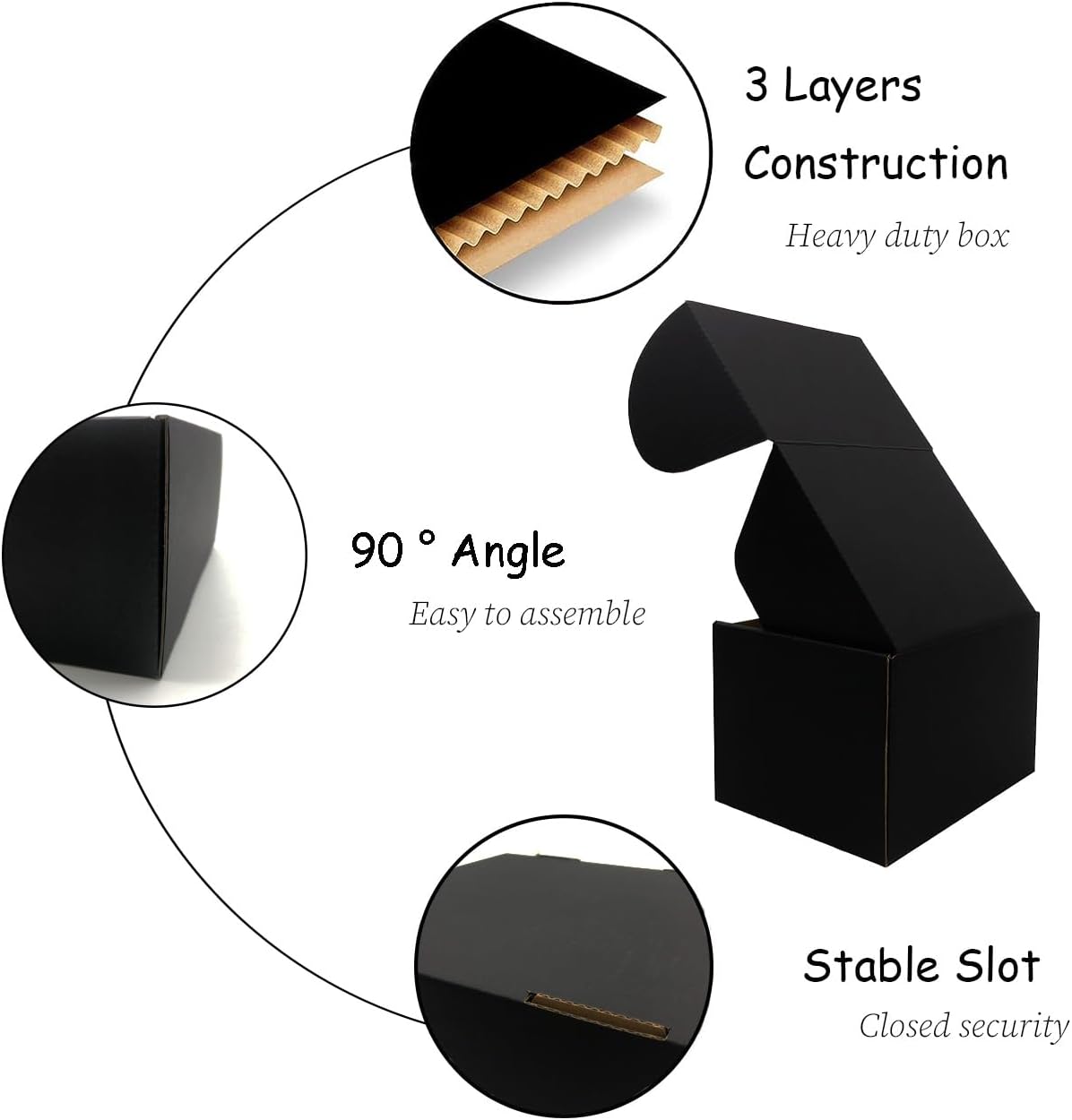 24 Pack 6x5x4 Inches Shipping Boxes, Black Corrugated Cardboard Mailer Box image 5