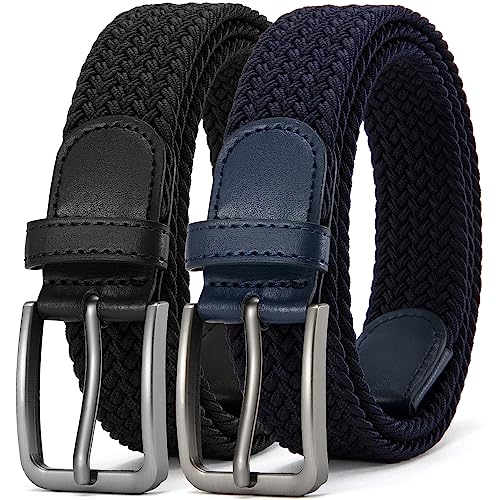 Image of DOOPAI Braided Stretch Belt for Men, Elastic Woven Belt, casual Fabric Golf Belt, 1 3 /8 inch for golf pants jeans, Gift Box