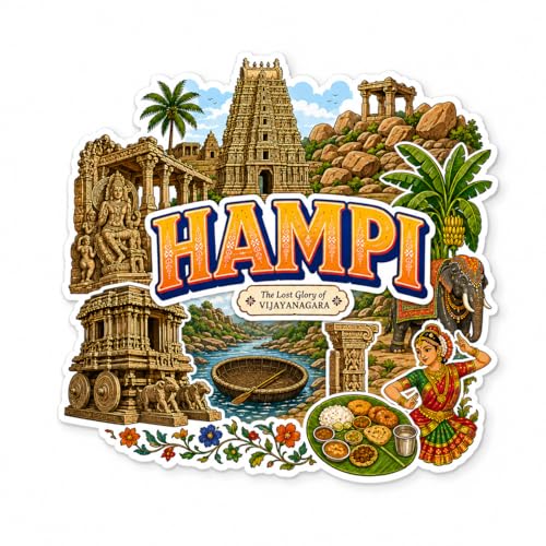 Image of Zesta Wooden Fridge Magnets Set | Refrigerator Decor Magnets for Kitchen | India Souvenir Fridge Magnet Collection | Wooden Magnet for Fridge Door Decoration (Hampi)