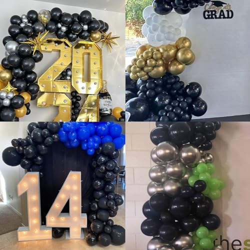 Black Balloons, 114pcs Matte Black Latex Balloon Garland Arch Kit, 18 12 10 5 Inch Different Sizes Pack for Graduation Halloween Anniversary Birthday Father’s Day Party Decorations - Image 8