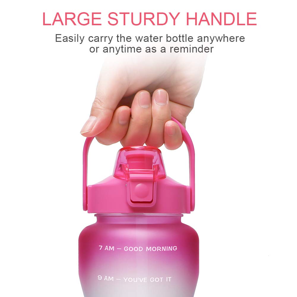 Opard 2 Litre Water Bottle with Time Markings to Drink Half Gallon