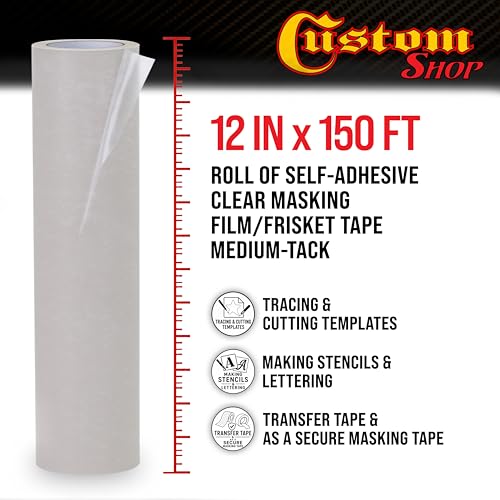 Image of Custom Shop 12 inch X 150' Roll of Clear Masking Film /Frisket for Artists, Airbrush Graphics