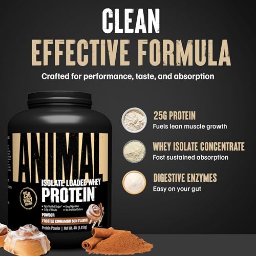 Image of Animal Whey Isolate Protein Powder, 25G High Protein | Cinnamon Bun 4LB