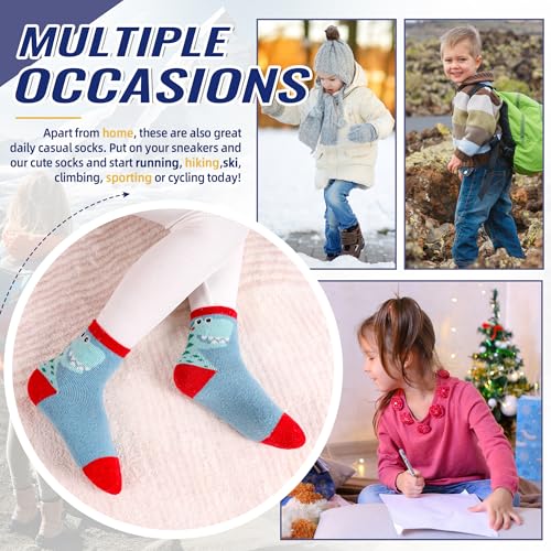 Image of Eocom Kids Wool Socks For Boys Girls Warm Hiking Thermal Winter Cozy Soft Thick Toddlers Crew Boot Socks 6 Pairs