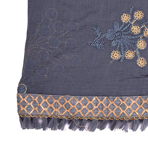 Image of YOUTHQUAKE Heavy Embroidered Work Chiffon Dupatta for Womens & Girls With Fancy Lace