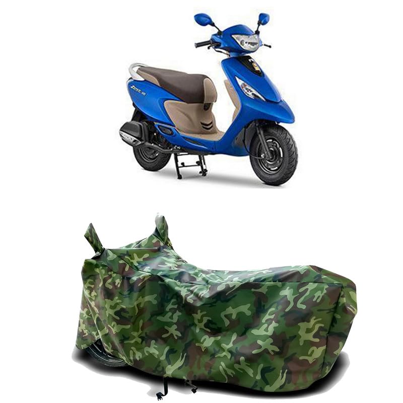 Image of DUFFEL-100% Heat Protection Two Wheeler Bike /Scooty Body Cover for TVS Zest 110 Water Resistance /UV-Rays /Birds Dropping /Scratchproof /Dust Proof /Waterproof[Green Jungle Print]