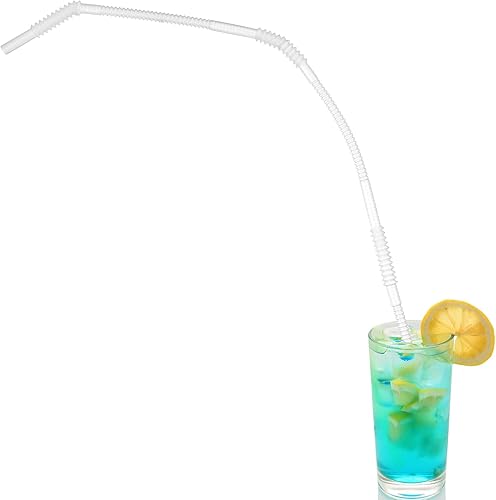 Geiserailie 12 popotes flexibles de plástico extra largos para fiestas, camping, situaciones de movilidad limitada, lavavajillas (transparente, 28