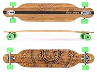 MAXOfit® Deluxe Longboard GeoLines Bambus/Ahorn No.40, Drop Through, 107 cm, 7 Schichten, ABEC11