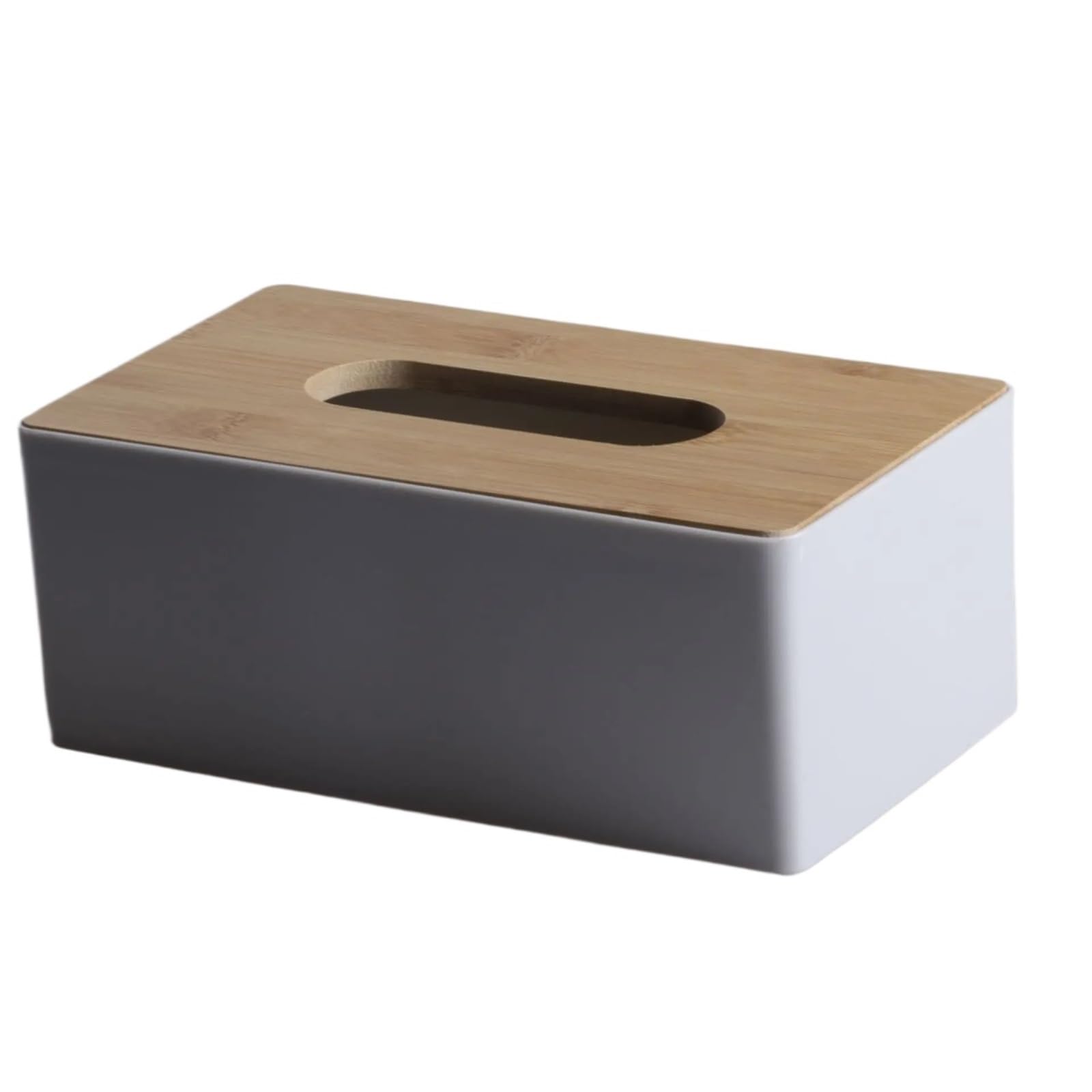 1 Pcs Square Napkin Holder Container Wet Tissue Paper Dispenser Case Modern Home Plastic Tissue Box Wooden Lid(Grey)