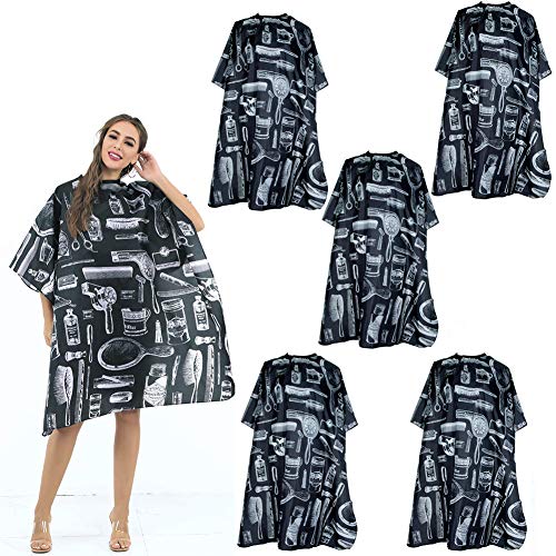 Hair Beard Salon Cutting Cape Professional Salon Barber Cape with Metal Snap Closure Nylon Waterproof Professional Salon Hair Cape Hairdressing Hair Cutting Cape Cloth Barbers Gown 55" x 47" (5 Pack)