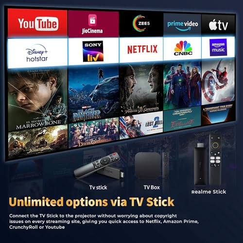 Image of WZATCO Eve | 720P Native Projector for Home | 1080P Full HD Support | Electronic Focus | Bluetooth 5.0 | 3500 lumens (350 ANSI) | 5W HiFi Speaker | 176 inch Screen | Compatible with 4K TV Stick. PC