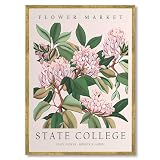 Framed Pink Mountain Laurel Flower Canvas Print Art Wall Art Painting PicturesWall Decor ElegantHome Decor Decoration for Living Room Bedroom Dorm Room (Gold Framed,12L x16W)