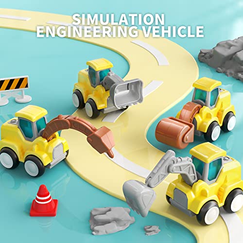 Temi Construction Cars Toys For 3 4 5 Year Old Boys - 4 Pack Trucks Push Go Car, Friction Powered Car Vehicle Toys For Toddlers 1-3, Kid Toys For Age 3-9 Toddlers Kids Boys & Girls #TOP2