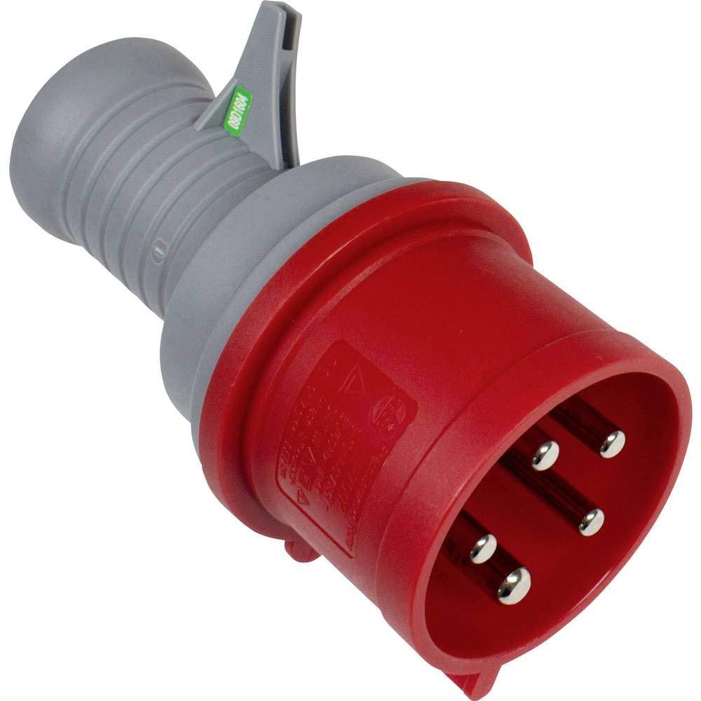 as - Schwabe Fiche de test triphasée 400 V/32 A/5 pôles, 1 pièce, rouge, 61478