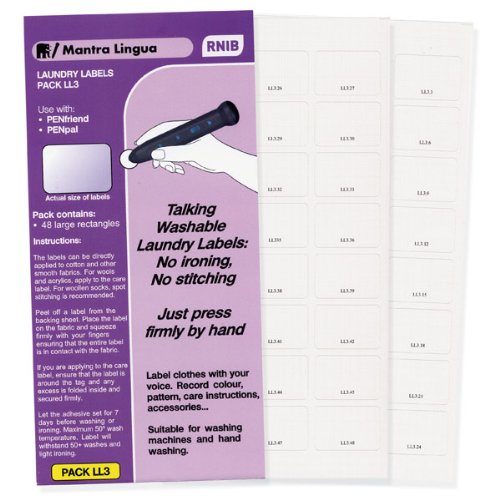 RNIBPenFriend Audio Laundry Labels-Pack 3- 48-pk