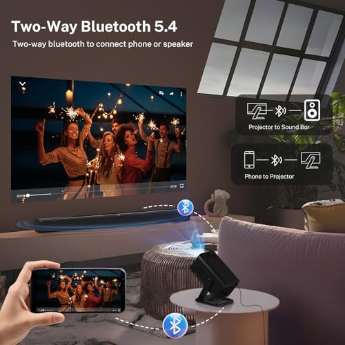 Mini Beamer Projektor mit Android 14 OS, 1080P Projektor 270° Drehung Portable Projector mit WiFi 6 & Bluetooth 5.4,Mini Beamer Handy für Telefon/TV Stick/HDMI LYNCAST VisualCube 300 schwarz