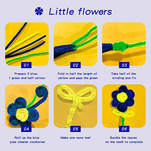 Image of 100 Pieces Pipe Cleaners Bulk Chenille Stem Blue Pipe Cleaners | Fuzzy Sticks Pipe Cleaners for Crafts Festival Home Decorations