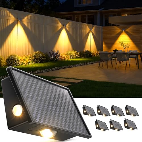 8 Pack JSOT 3-Large LEDs Solar Fence Lights with 5-Modes only $18.49