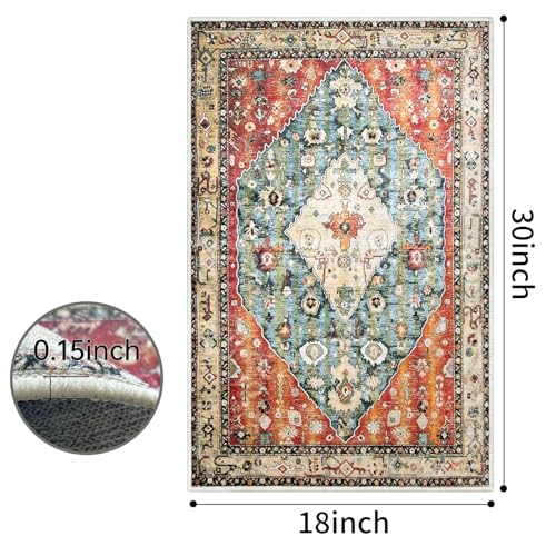 Tianlin 2 Pcs Washable Indoor Doormat 18 Inch X 30 Inch Non Slip Retro Floor Mat Area Rug Absorbent Entrance Rug Distressed Rug, Accent Throw Rug For Bedroom Kitchen Entryway Bathroom thumb #1
