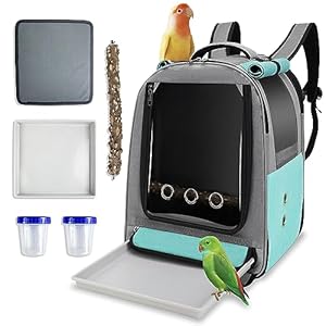 Bird Backpack Carrier,Bird Travel cage Backpack with Tray and Standing Perch,Feeding Tank,Waterproof pad,Used for Parakeets,hornbirds,Lovebirds,Small and Medium-Sized Bird