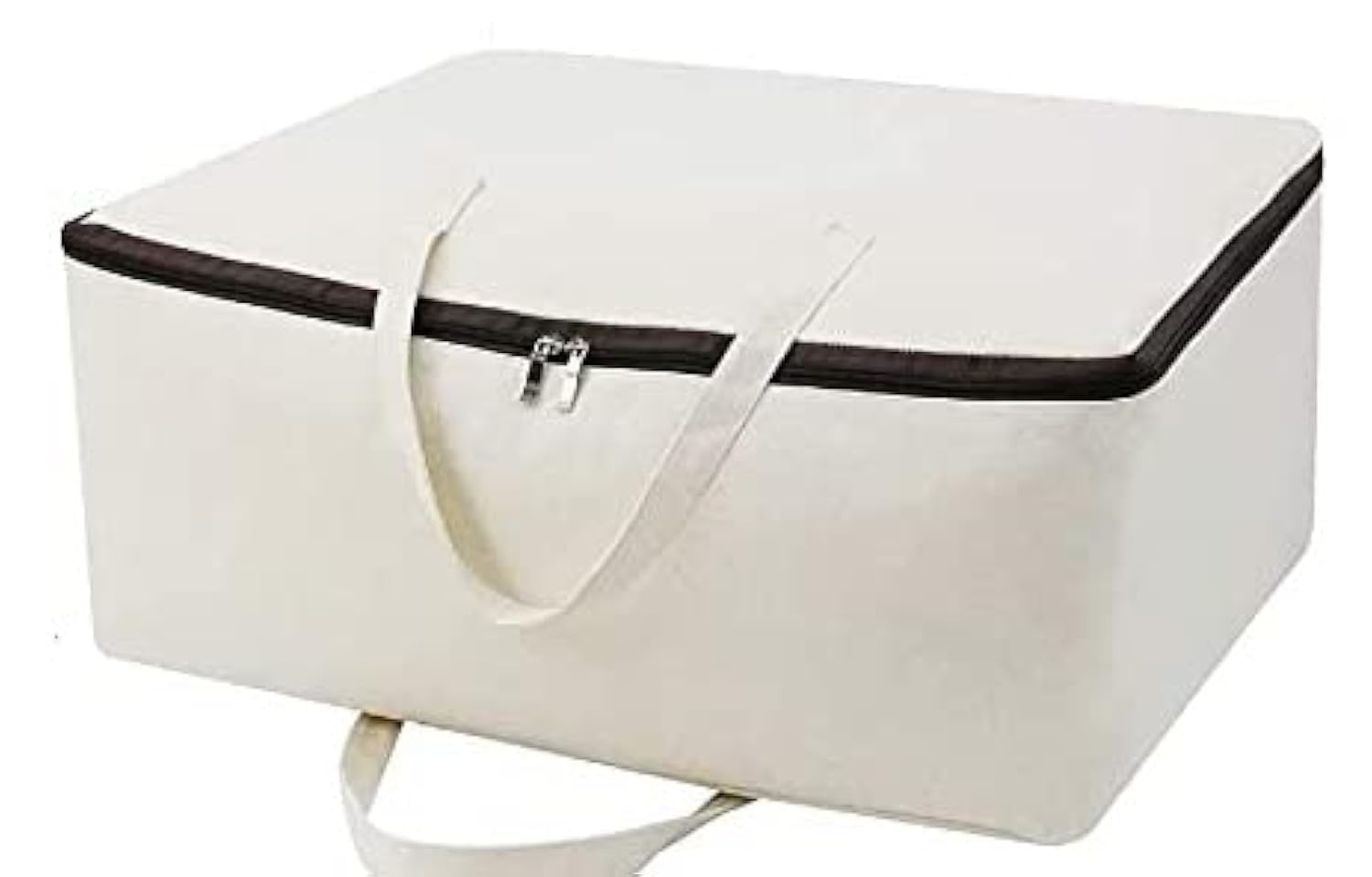 Closet Organizer And Storage Foldable Clothing Storage Bag For Clothes, Blanket, Comforter Canvas Material. (Pack Of 1), White